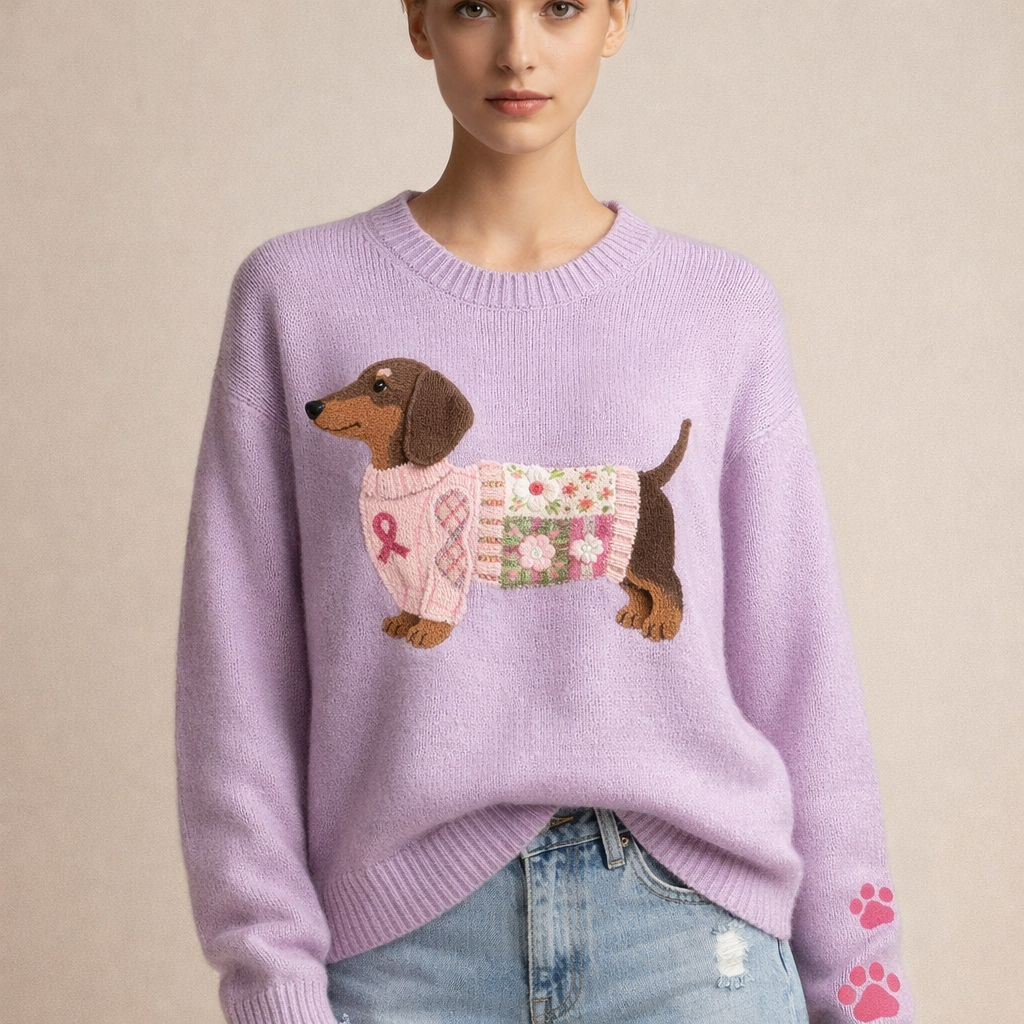 Laarni™ – Pull avec un chien en vêtements colorés