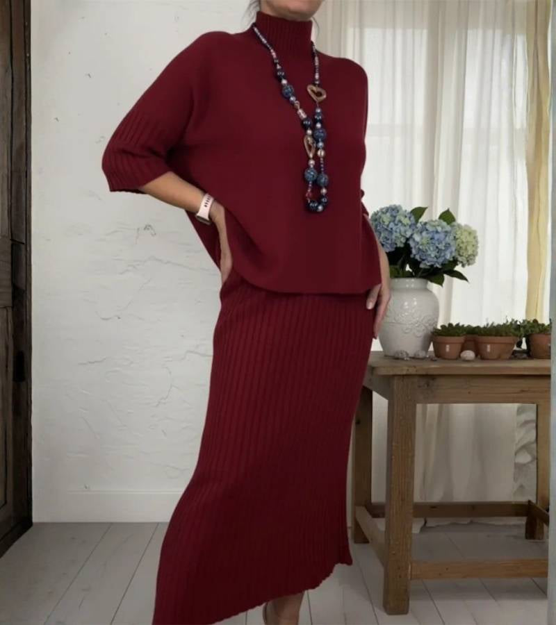 Marlene™ - Ensemble en maille avec jupe côtelée