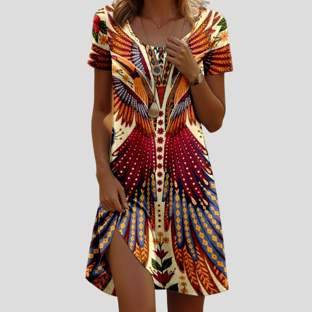 Isla™ – Robe avec imprimé inspiré de l'Inde et col rond