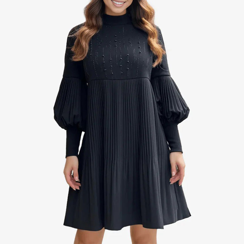 Avelyn™ - Robe plissée élégante avec des manches lanternes pour femmes
