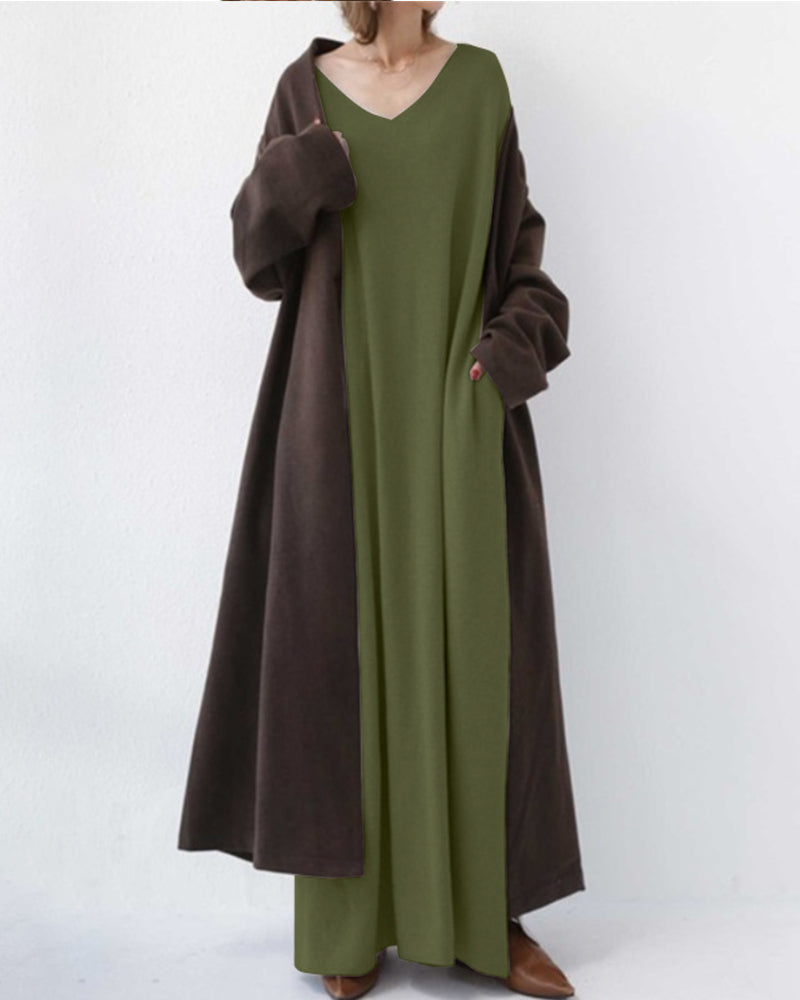 Serenya™ - Robe à la mode avec des manches longues et un décolleté en V