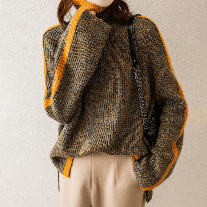 Pull à col roulé rayé – Chaleur audacieuse avec élégance moderne