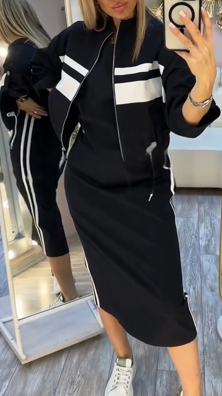 Feyra™ - Ensemble décontracté et élégant avec robe à col rond et veste pour femmes