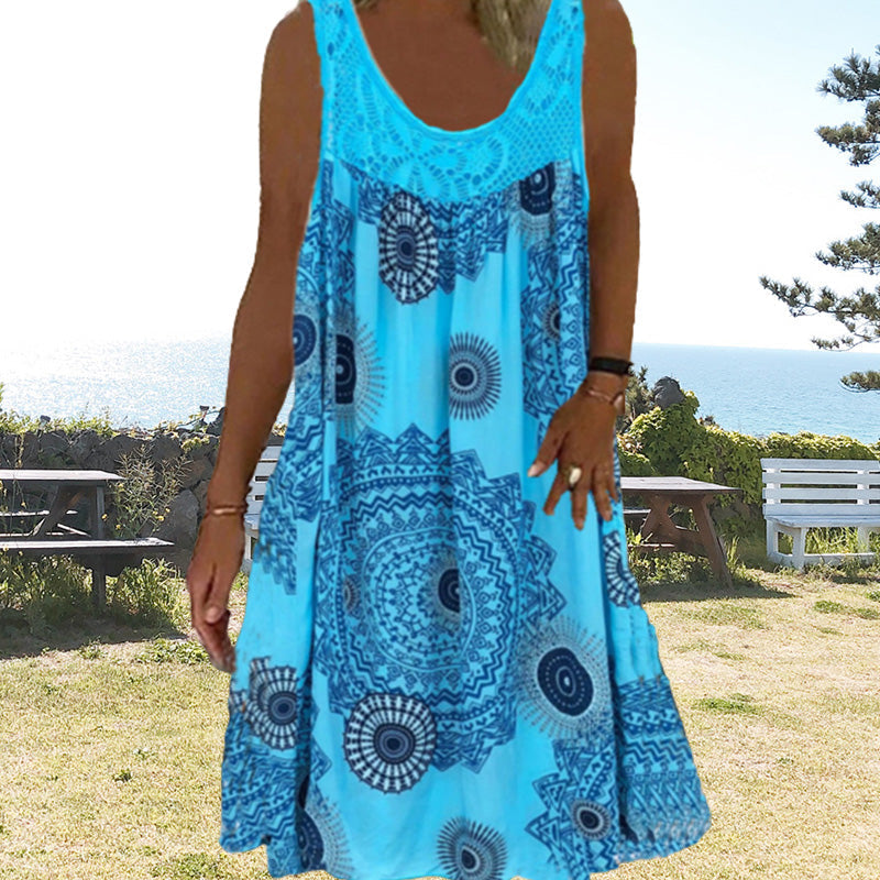 Breezia™ – Robe sans manches d'été avec imprimé et détails en dentelle pour femmes