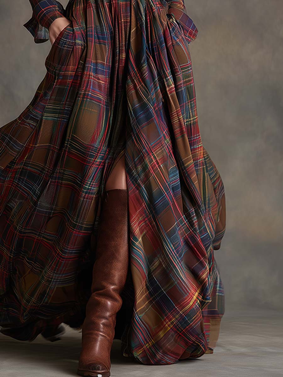 Bodil™ - Robe-chemise maxi à carreaux