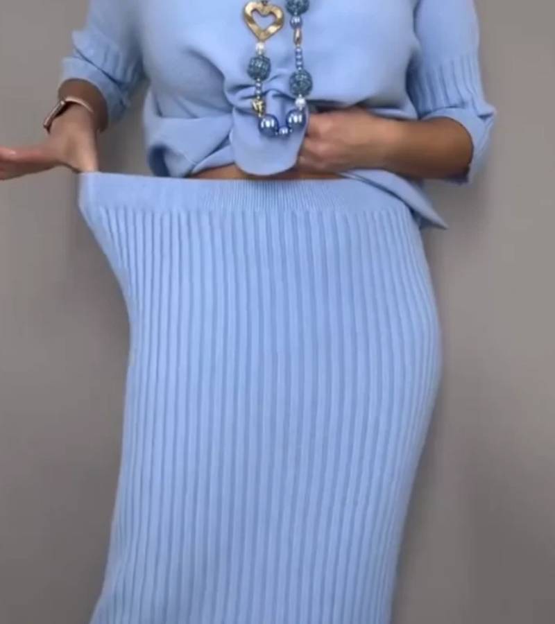Marlene™ - Ensemble en maille avec jupe côtelée