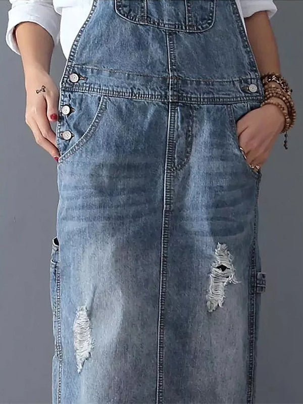 Frayla™ – Robe en jean usée avec fente à l'arrière