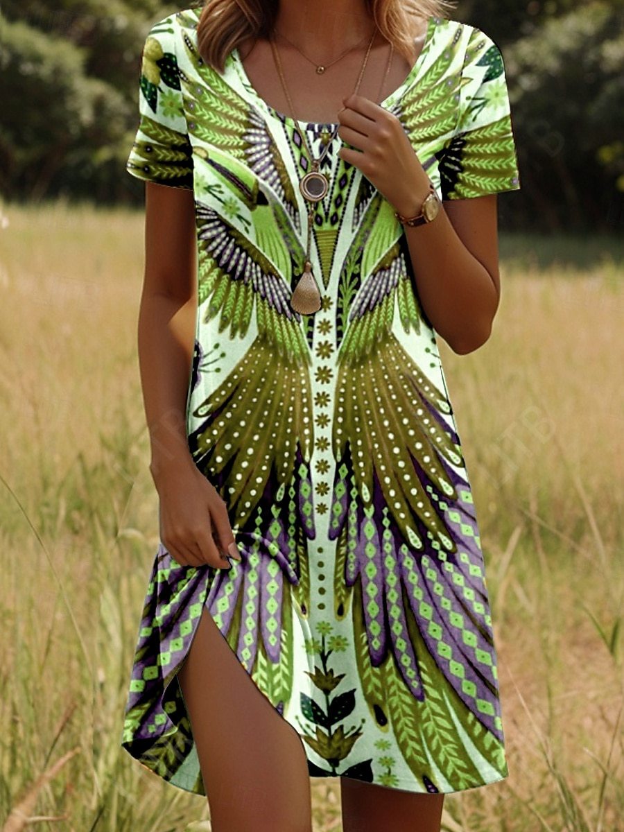Isla™ – Robe avec imprimé inspiré de l'Inde et col rond