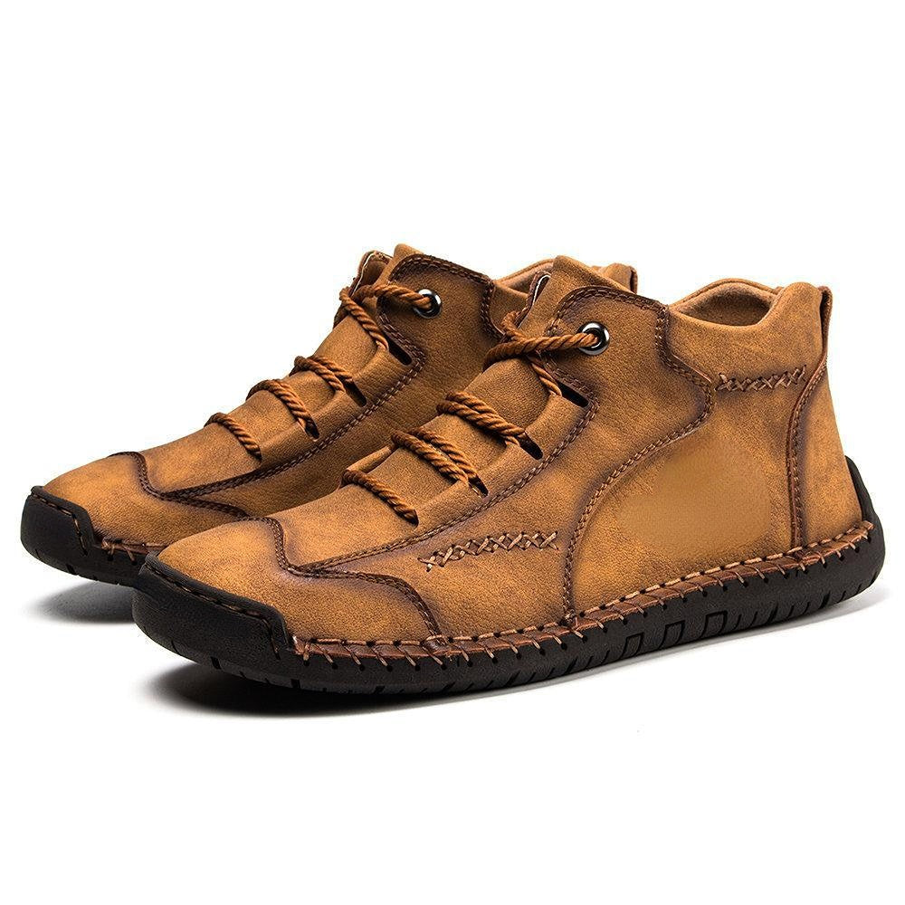 Bottes de cheville douces en cuir microfibre vintage pour hommes, cousues à la main