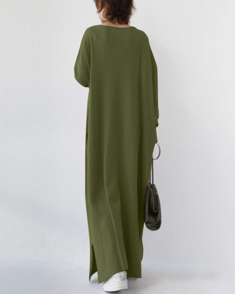 Serenya™ - Robe à la mode avec des manches longues et un décolleté en V