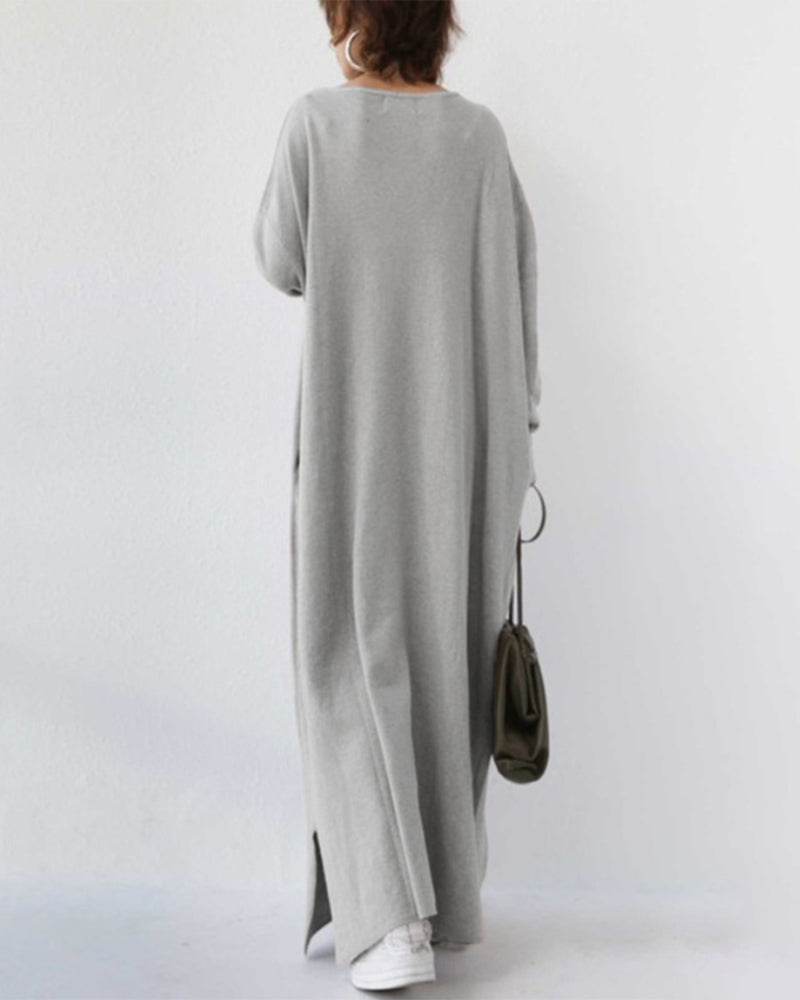 Serenya™ - Robe à la mode avec des manches longues et un décolleté en V