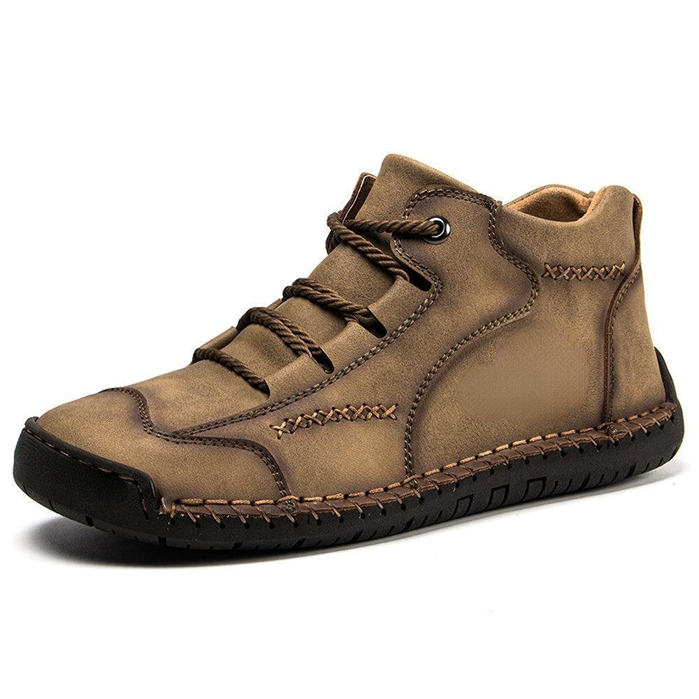 Bottes de cheville douces en cuir microfibre vintage pour hommes, cousues à la main