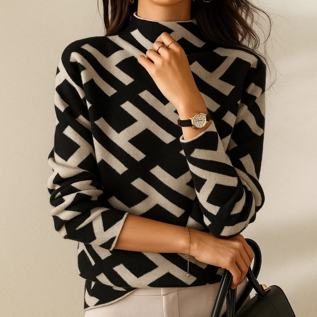 Aya™ - Pull femme confortable avec motif géométrique