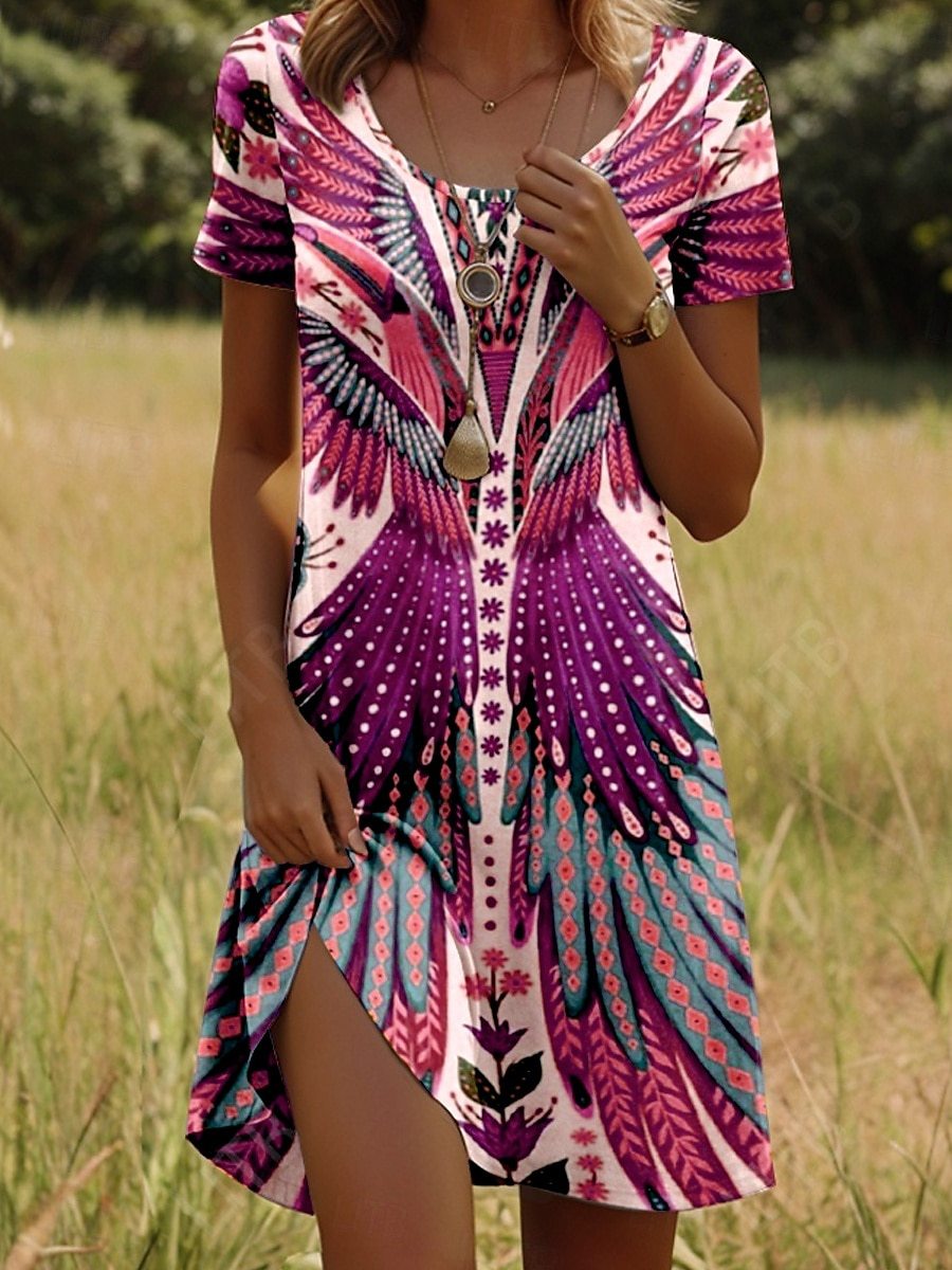 Isla™ – Robe avec imprimé inspiré de l'Inde et col rond