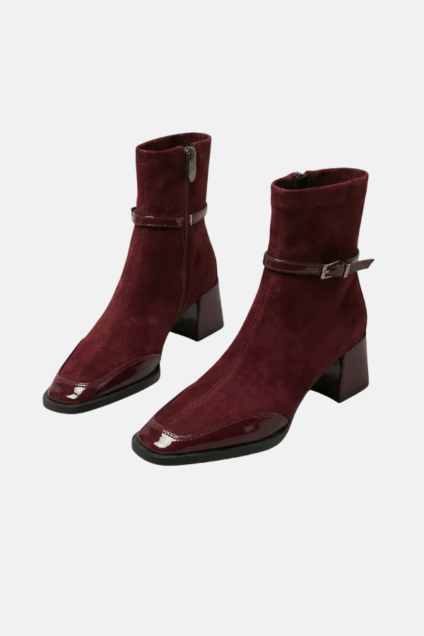 Lenie™ - Bottines élégantes à talon moyen en daim écologique