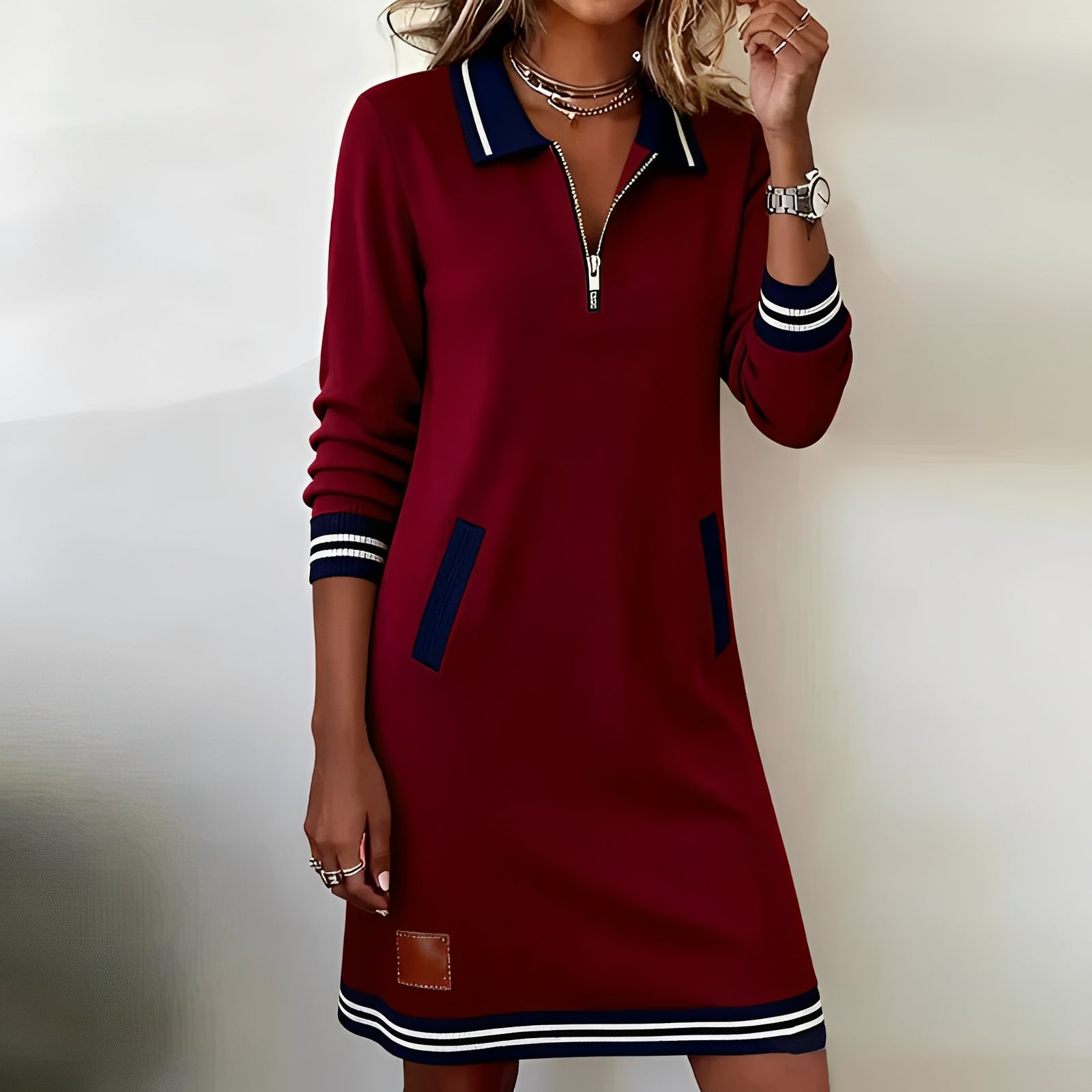 Elora™ - Robe chic en coton à manches longues