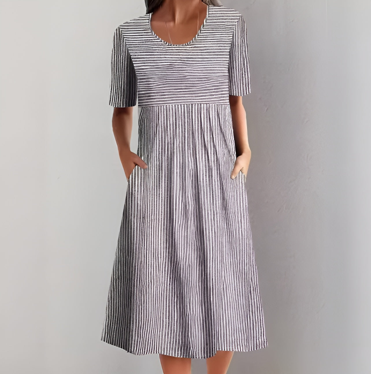 Aquelle™ - Robe midi rayée élégante avec une touche inspirée de la mer