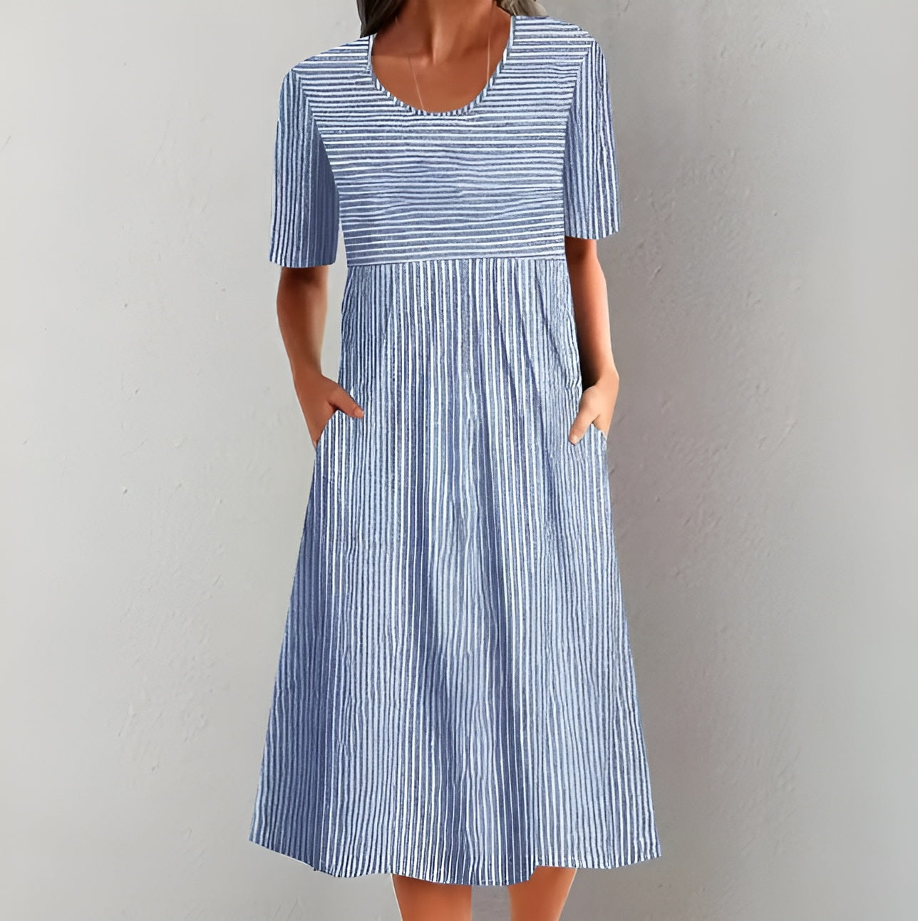 Aquelle™ - Robe midi rayée élégante avec une touche inspirée de la mer