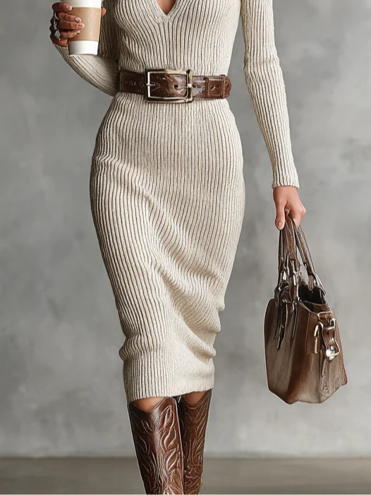 Ayesha™ - Robe élégante en maille côtelée