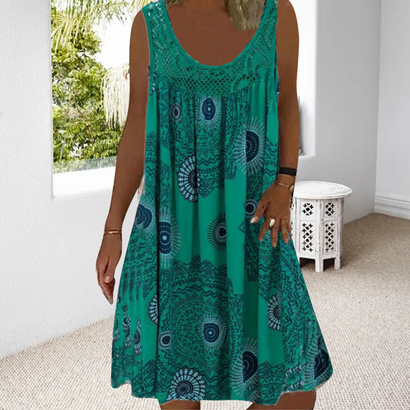 Breezia™ – Robe sans manches d'été avec imprimé et détails en dentelle pour femmes