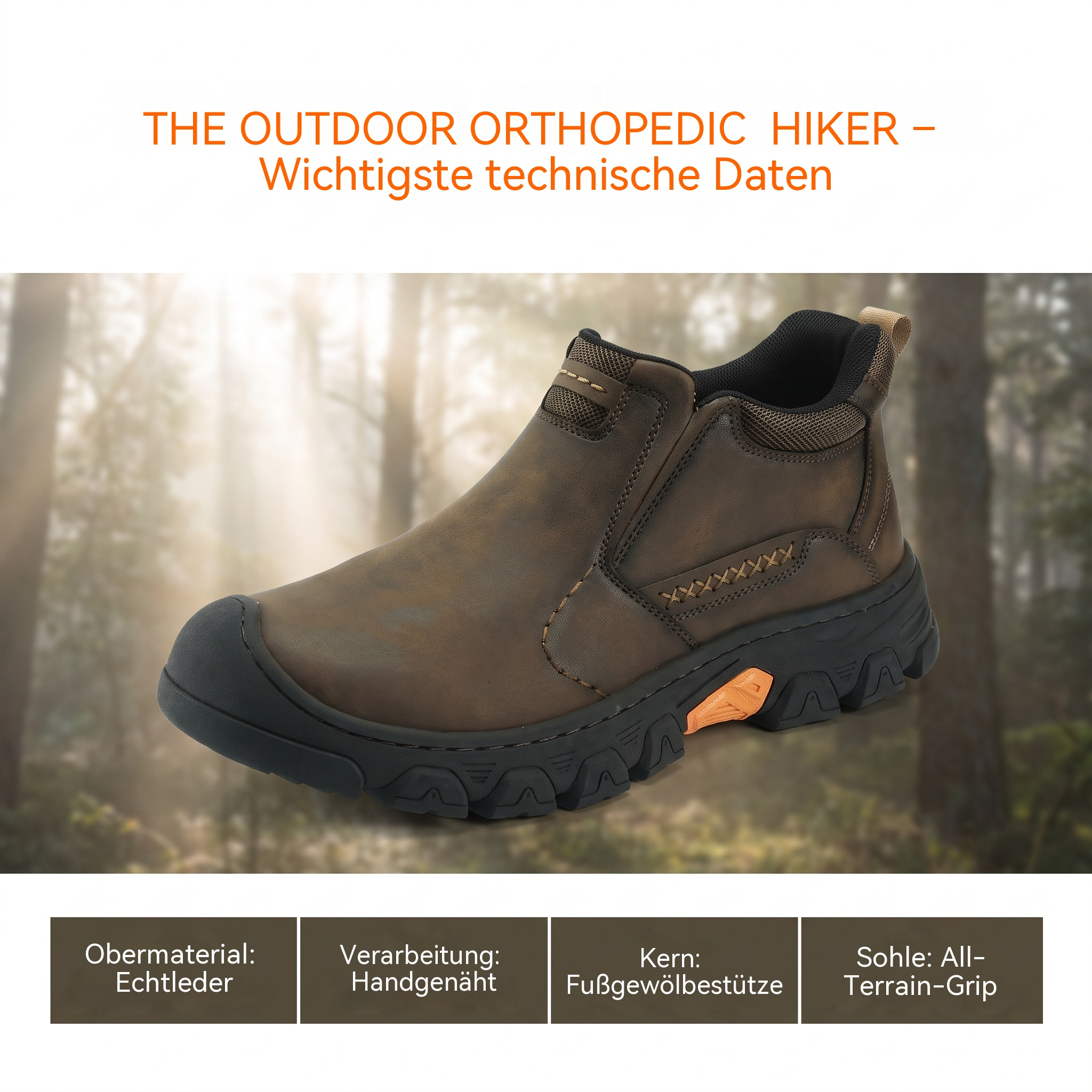 Lenoiva® Herren-Outdoor-Schuhe zum Hineinschlüpfen aus echtem Leder
