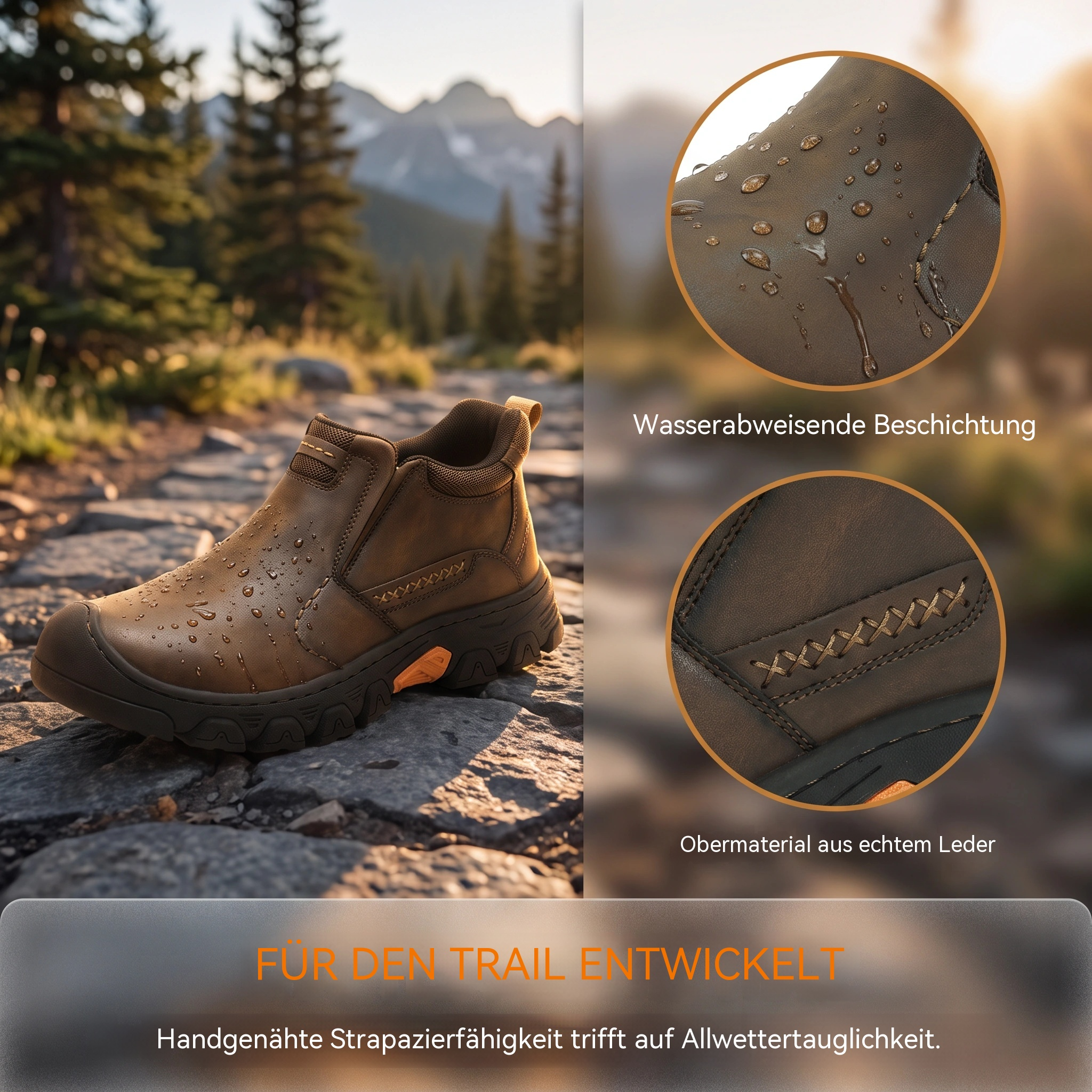 Lenoiva® Herren-Outdoor-Schuhe zum Hineinschlüpfen aus echtem Leder
