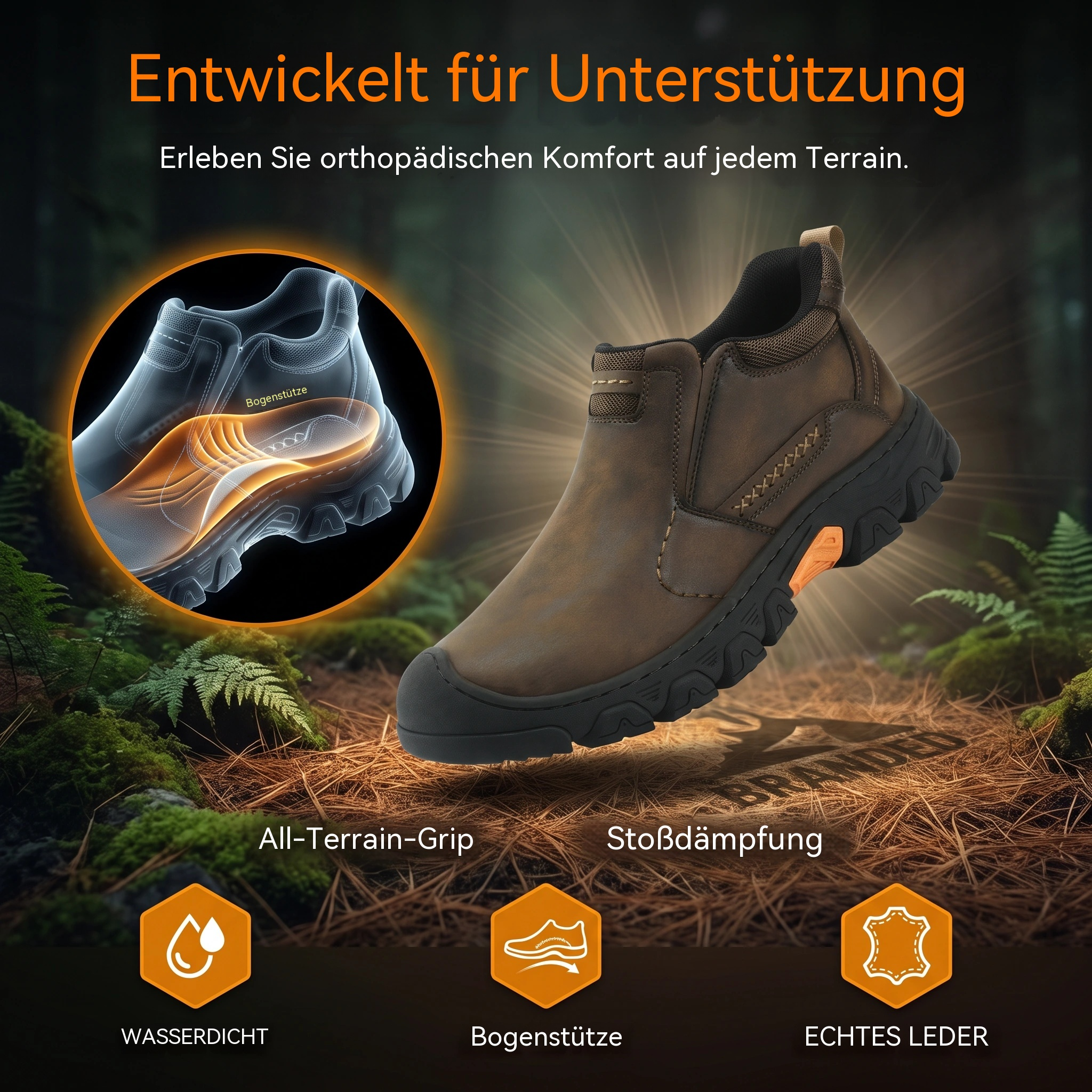 Lenoiva® Herren-Outdoor-Schuhe zum Hineinschlüpfen aus echtem Leder