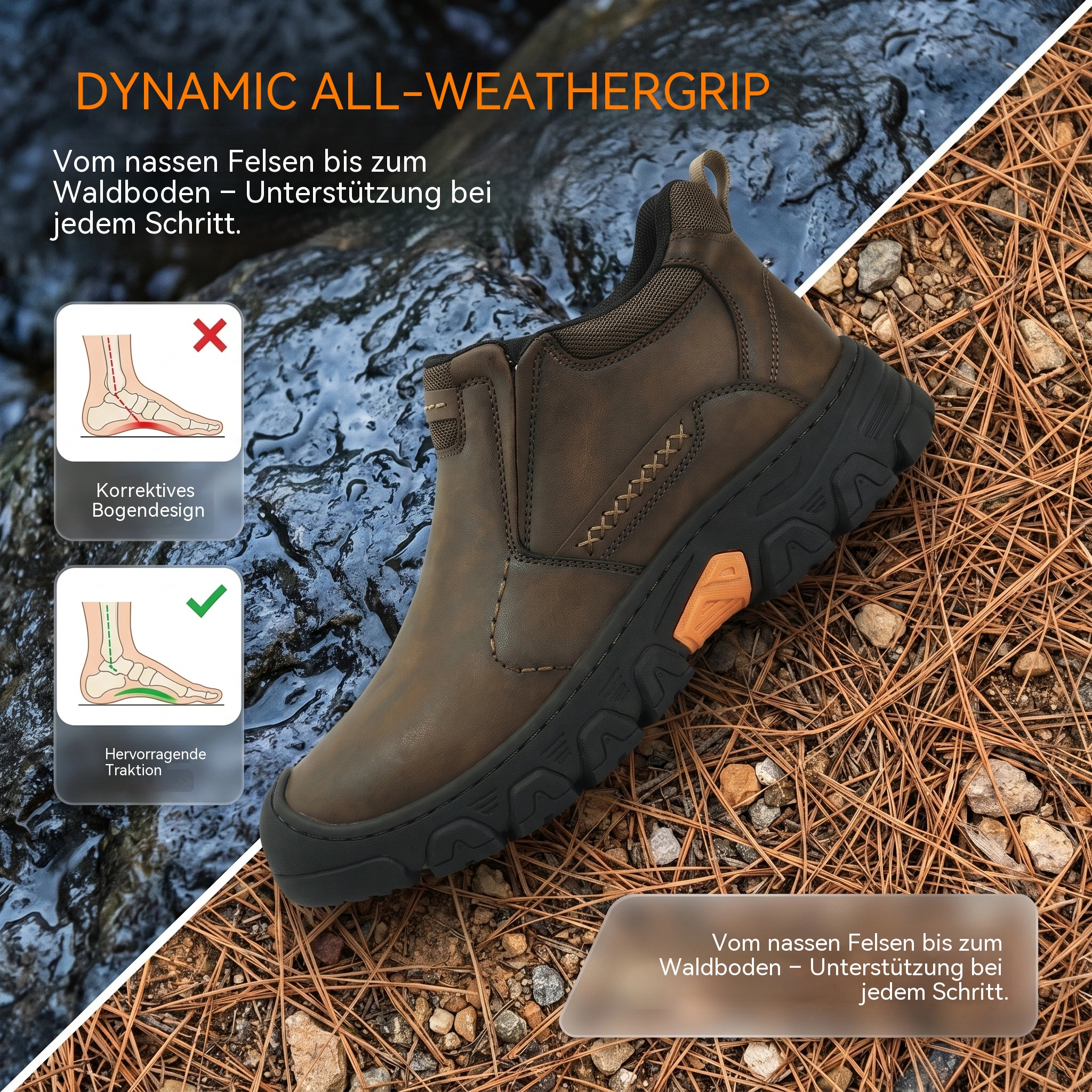 Lenoiva® Herren-Outdoor-Schuhe zum Hineinschlüpfen aus echtem Leder
