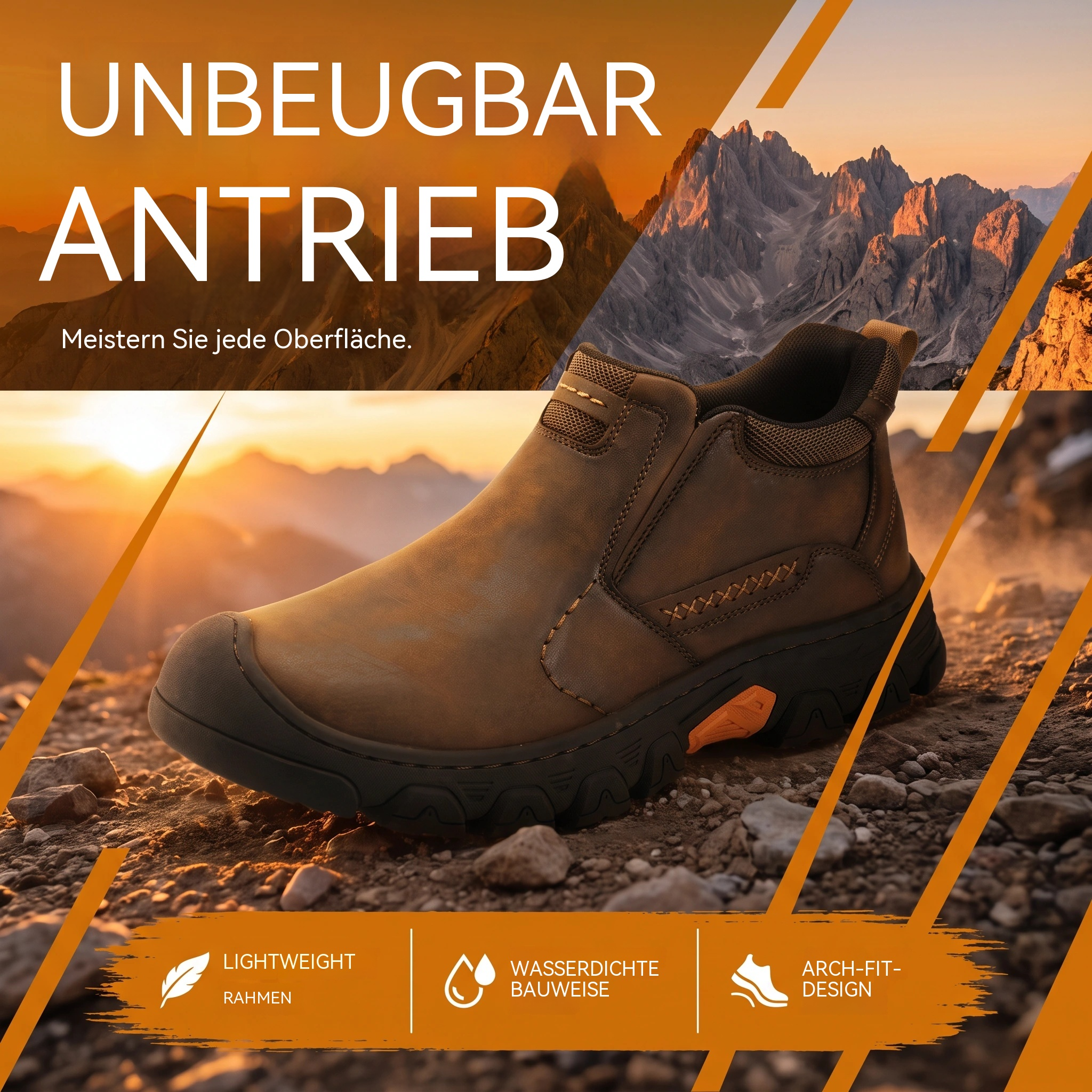 Lenoiva® Herren-Outdoor-Schuhe zum Hineinschlüpfen aus echtem Leder