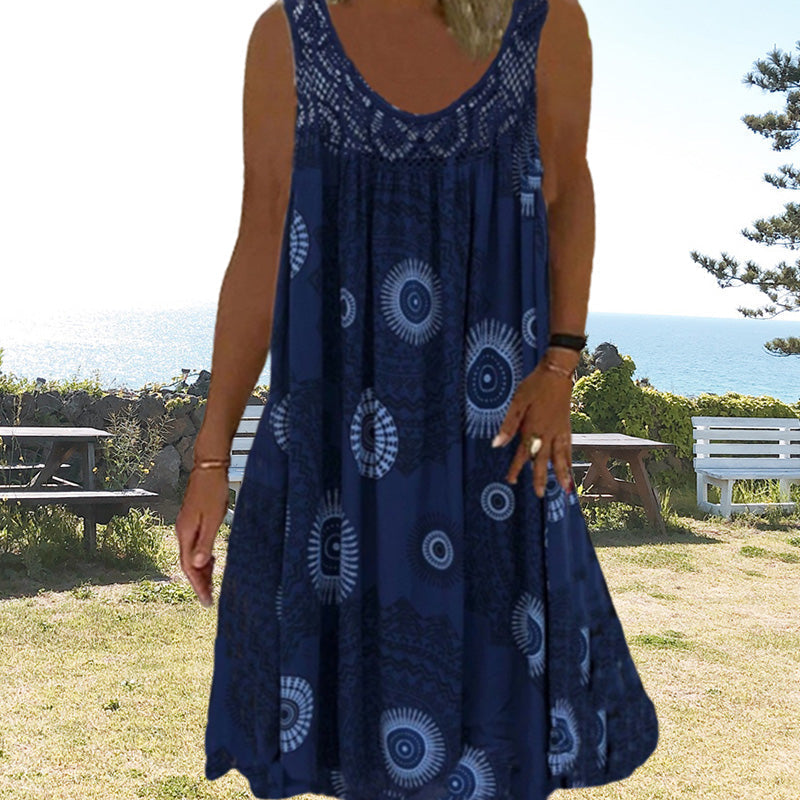 Breezia™ – Robe sans manches d'été avec imprimé et détails en dentelle pour femmes
