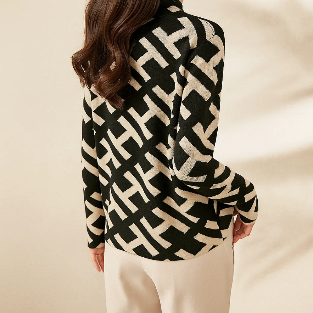 Aya™ - Pull femme confortable avec motif géométrique