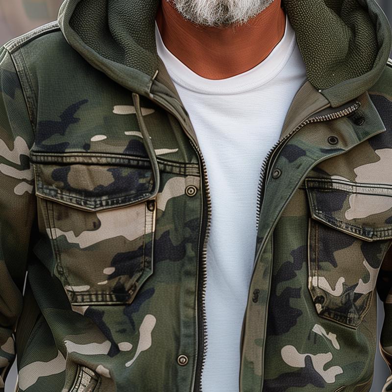 Fabian™ - Veste cargo de camouflage pour hommes - Avec capuche et design à plusieurs poches