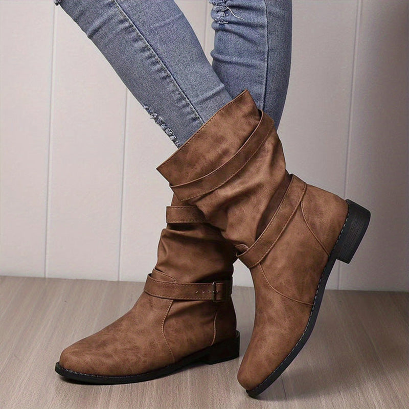 Belvia™ - Bottines pour femmes au style vintage avec un petit talon et un détail de boucle