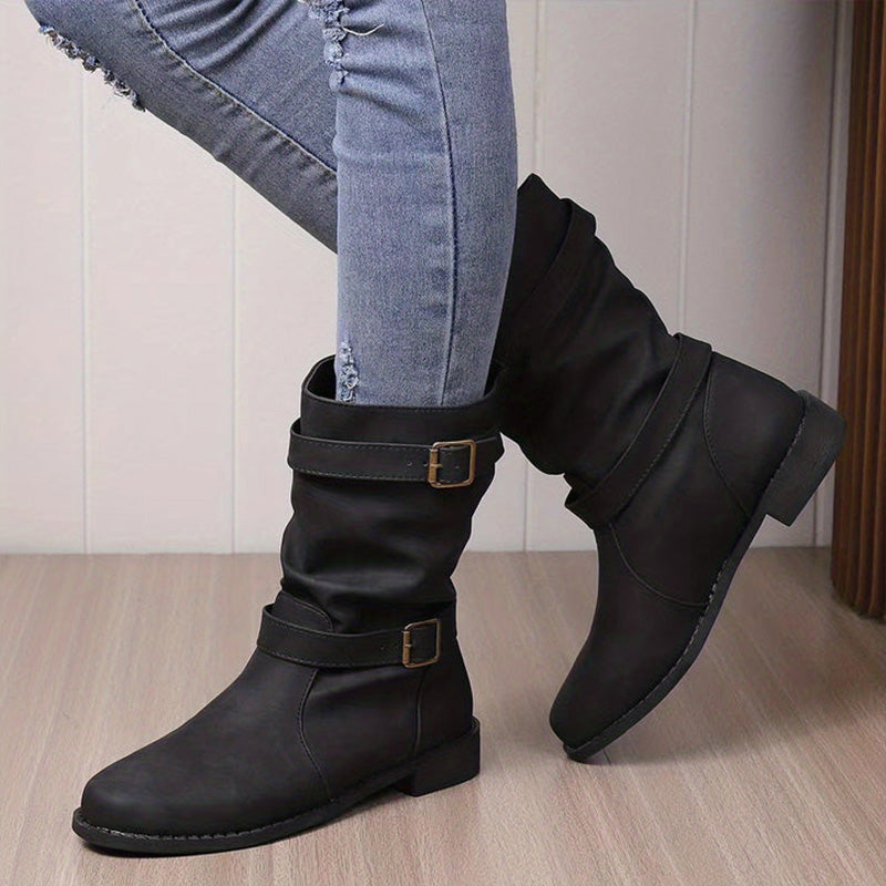 Belvia™ - Bottines pour femmes au style vintage avec un petit talon et un détail de boucle