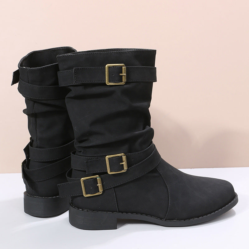 Belvia™ - Bottines pour femmes au style vintage avec un petit talon et un détail de boucle