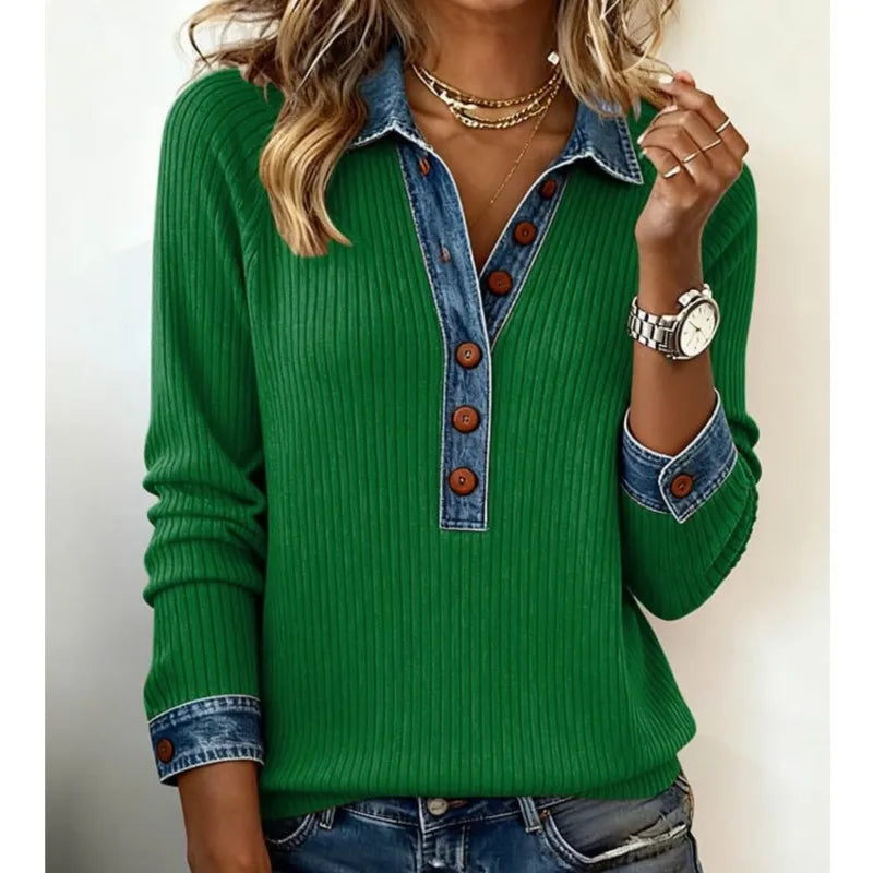 Damen Patchwork Strickjacke Übergangsjacke