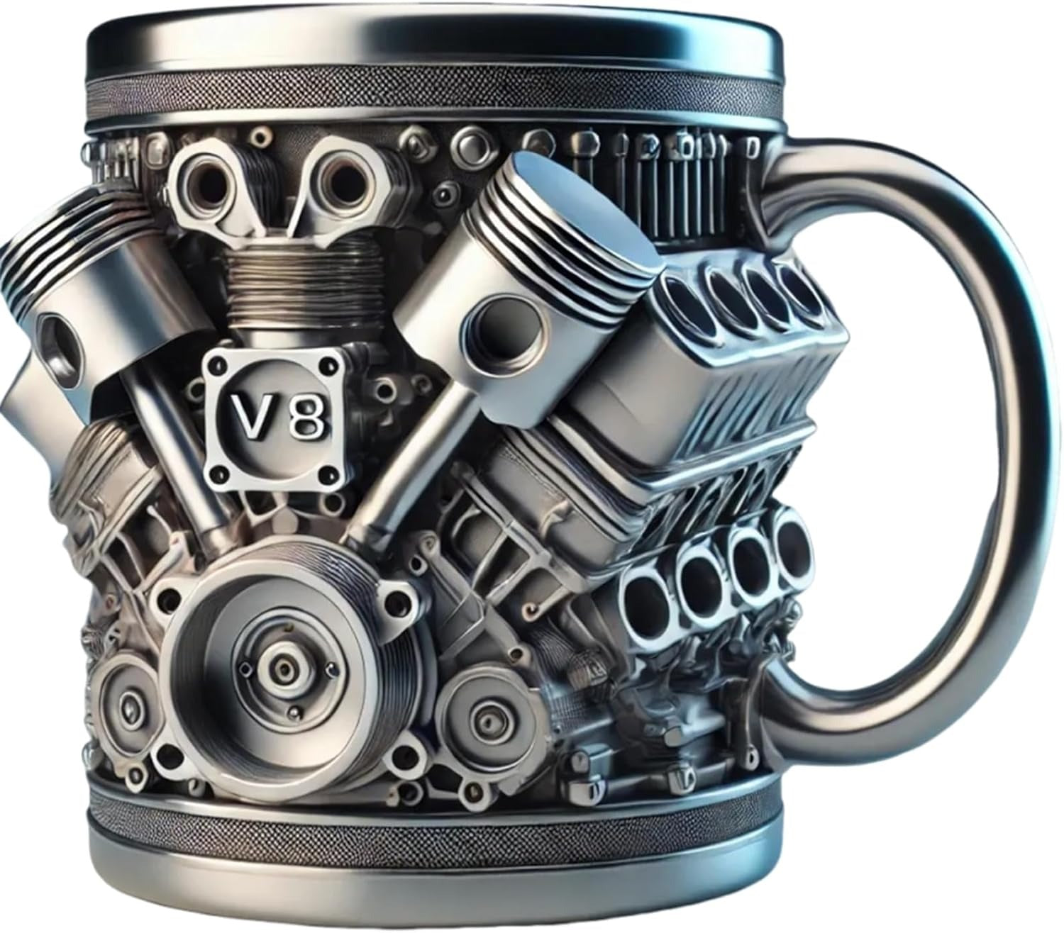 v6/v8 3D Engine Stainless Steel Mug-Rev Up Your Morning