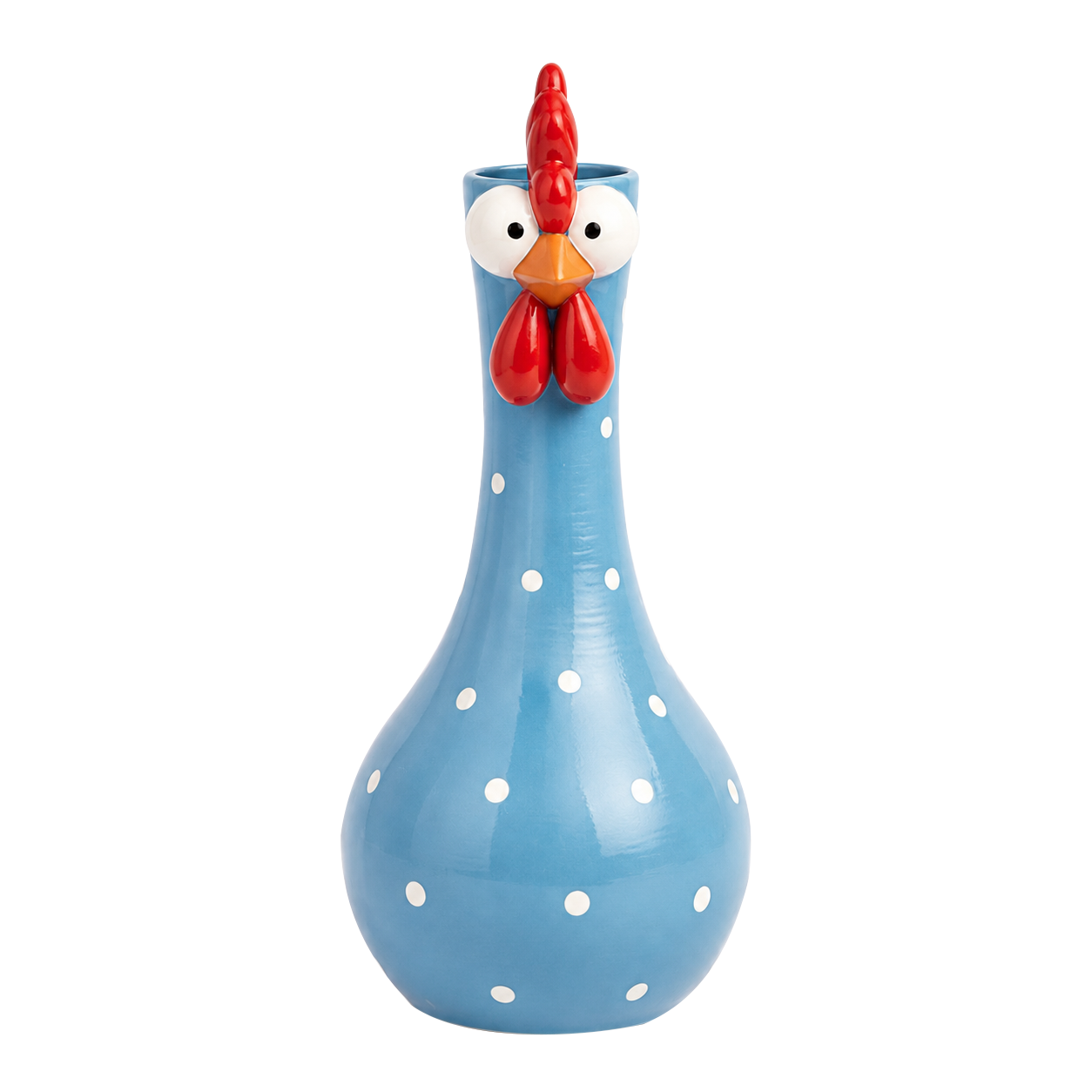 Blue ceramic chicken flower vase