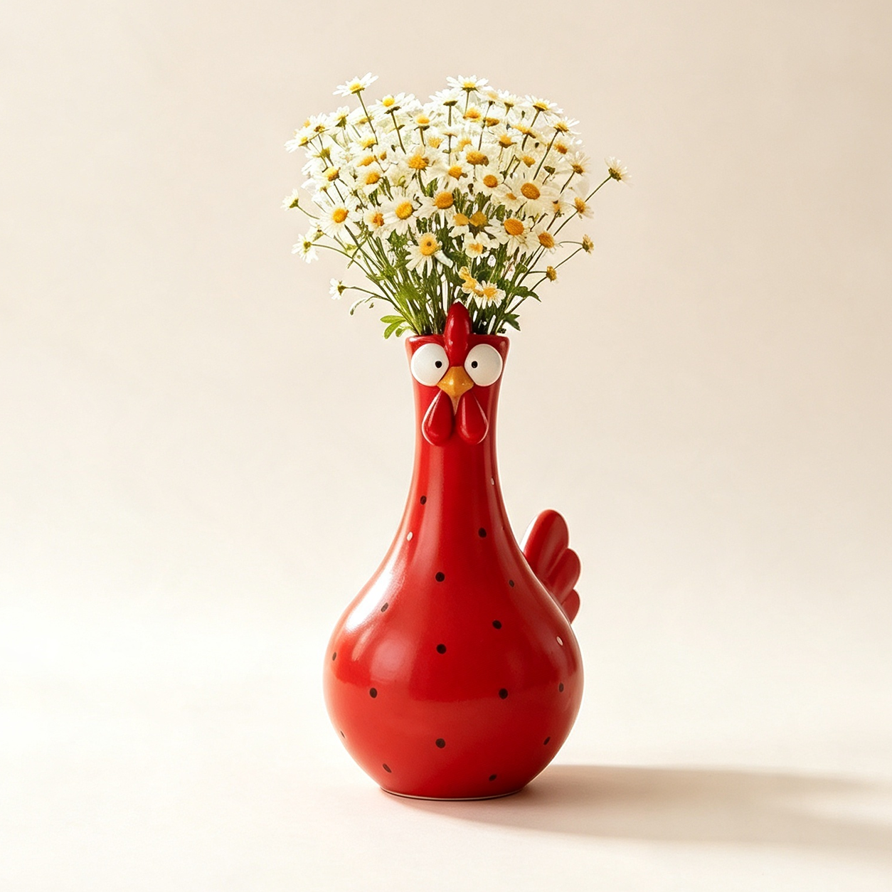 Cherry Red chicken flower vase