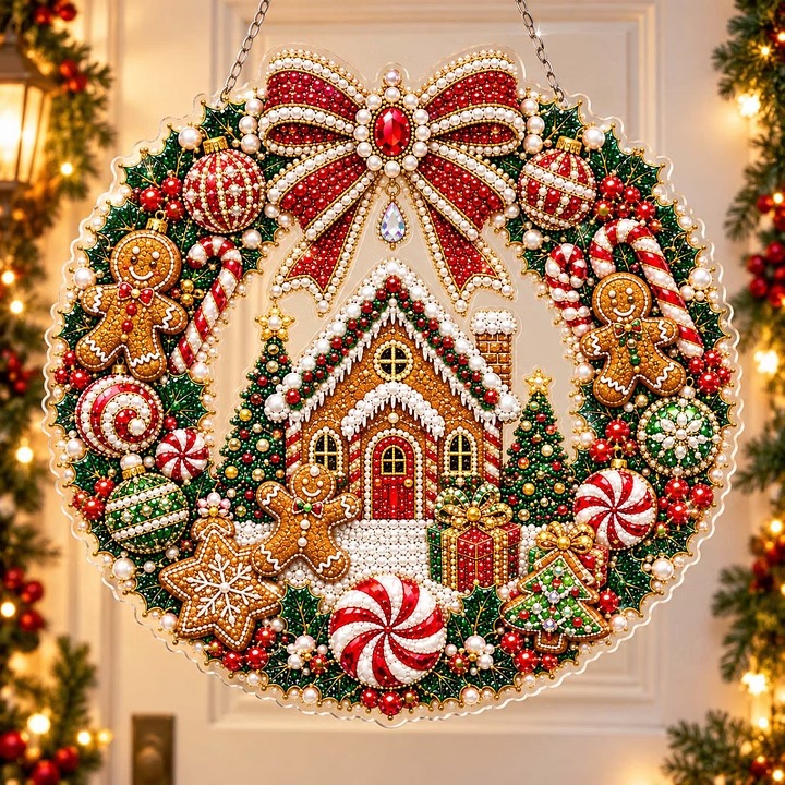 Gingerbread Christmas DIY diamond painting hanging ornament