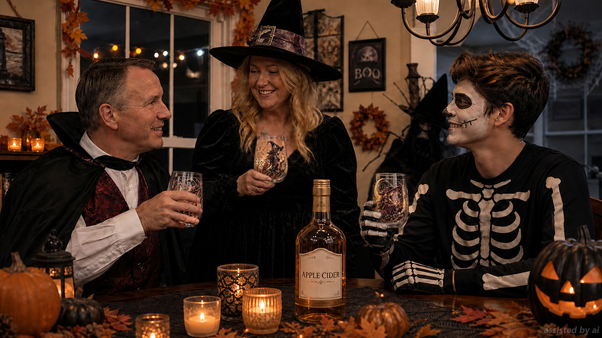 Witch-inspired glass cups for warm cider