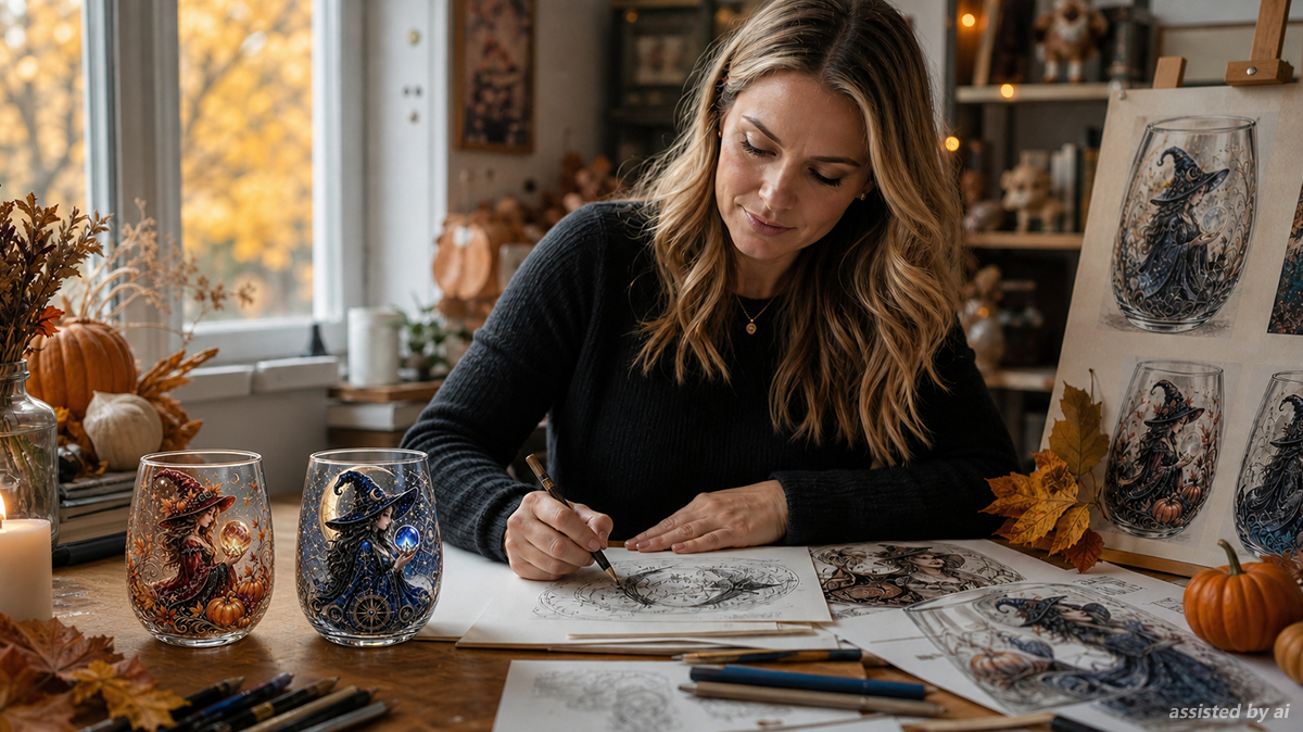 Artist-inspired witch glass artwork