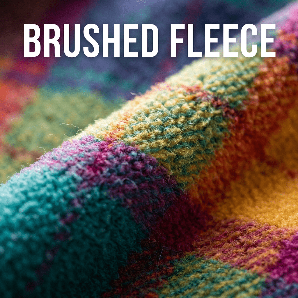 Close-up of brushed fleece plaid texture