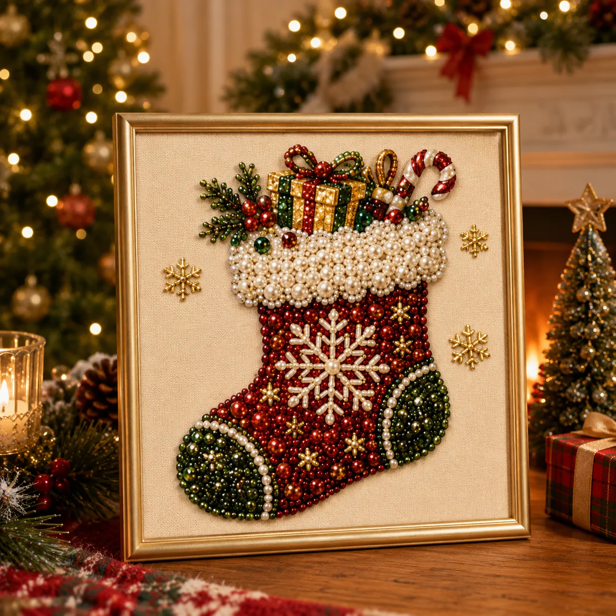 🧘Relaxing & Beginner-Friendly - 🎨💎DIY Christmas Pearl Diamond Painting Art Kit With Frame🎁 Buy 4, Get 1 Free — Add 5 to Cart