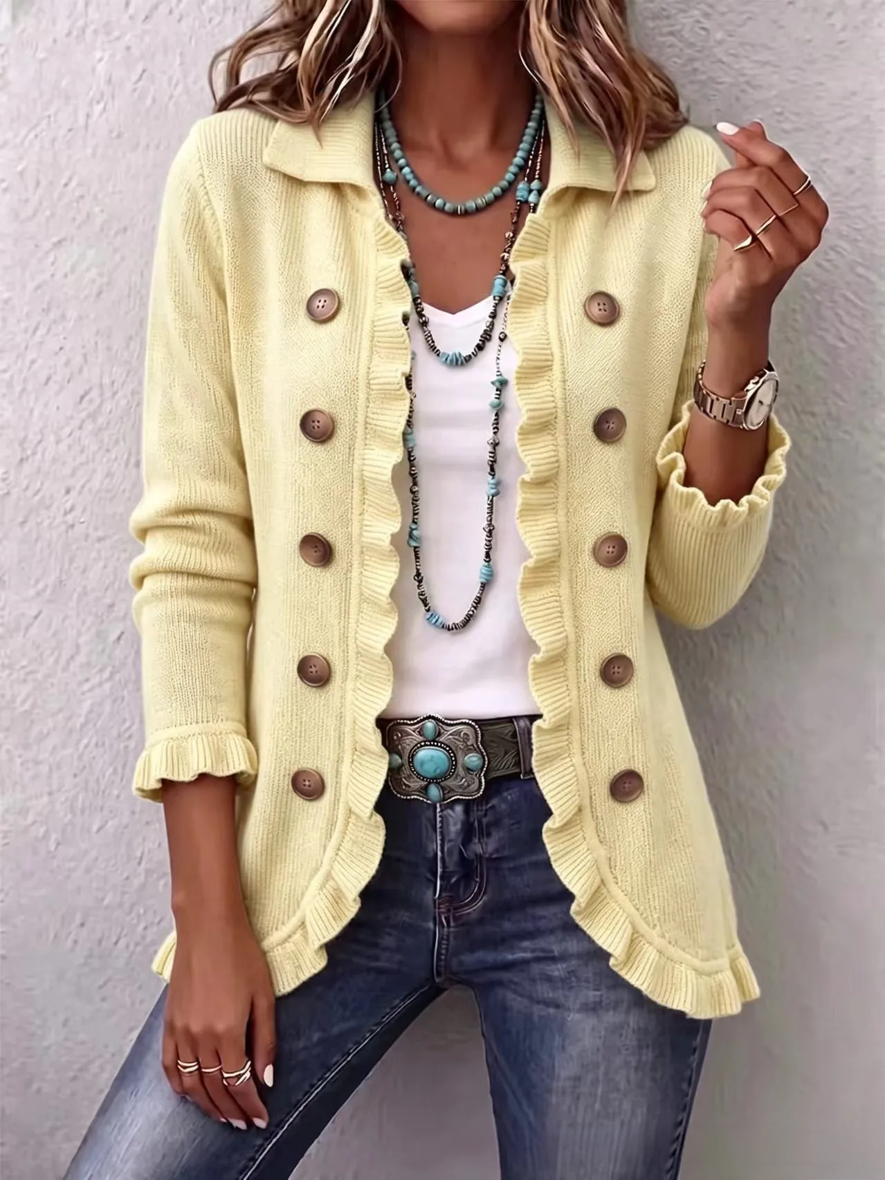 🤲LAST DAY SAVE 49% ⏰Boho-chic Floral Embroidered Utility Ruffled Trim Jacket