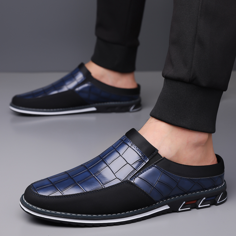 Men's Fashion Calfskin Leather Slippers