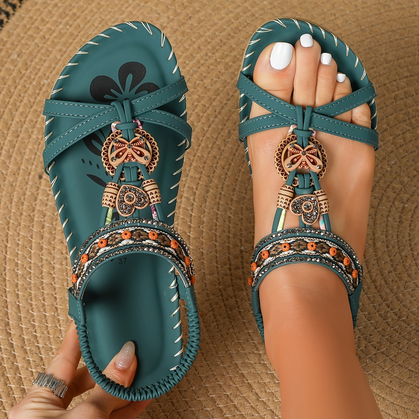 Sunlit Serenade:Boho Flat Sandals