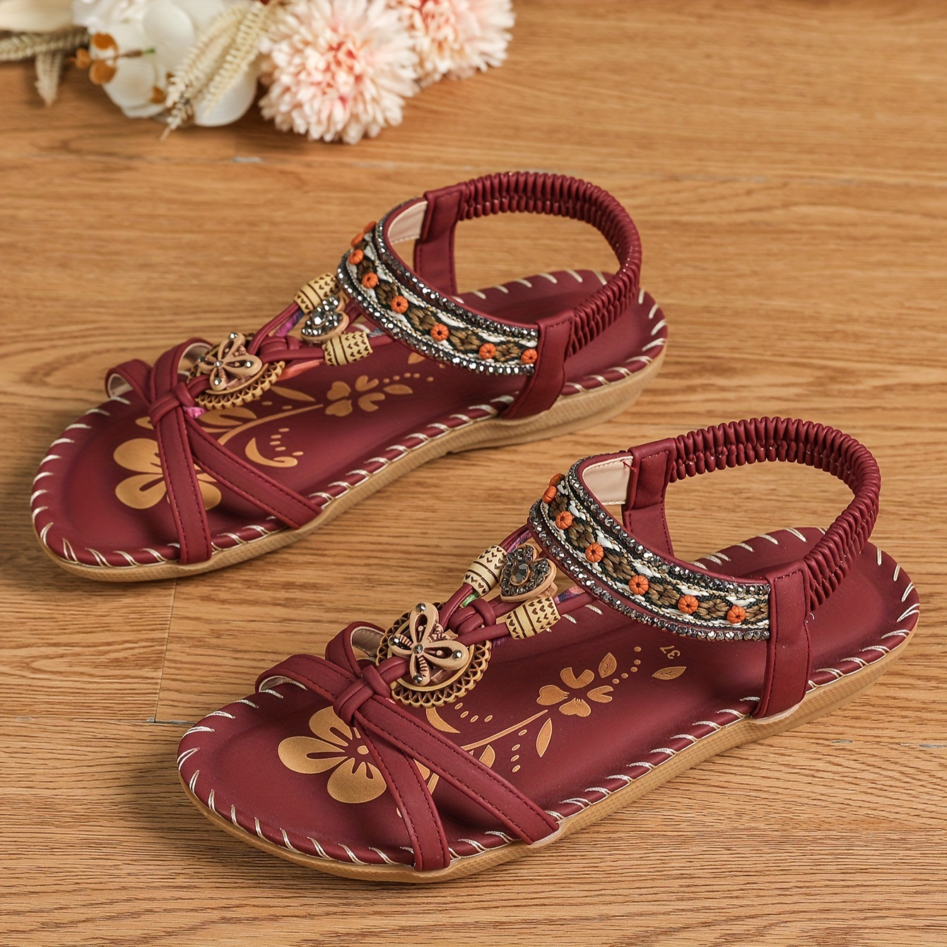 Sunlit Serenade:Boho Flat Sandals