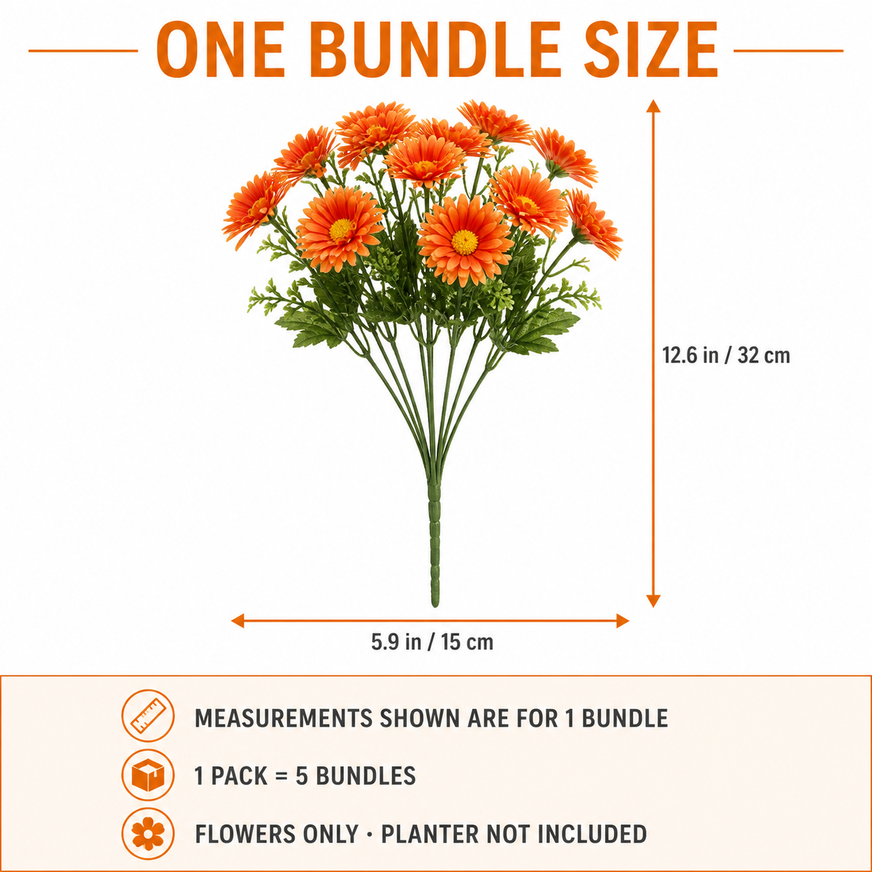 One bundle size guide; planter not included