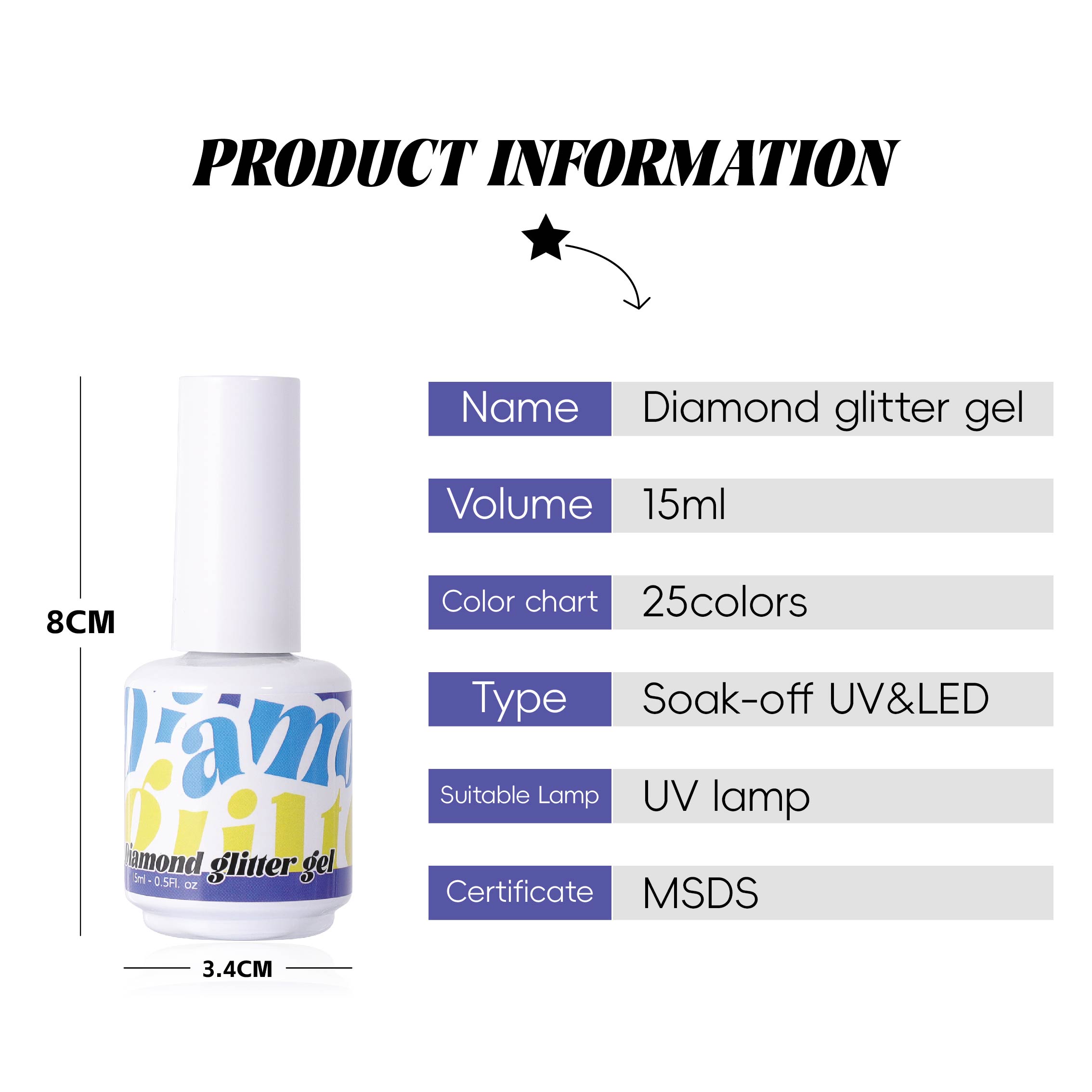 Diamond glitter gel